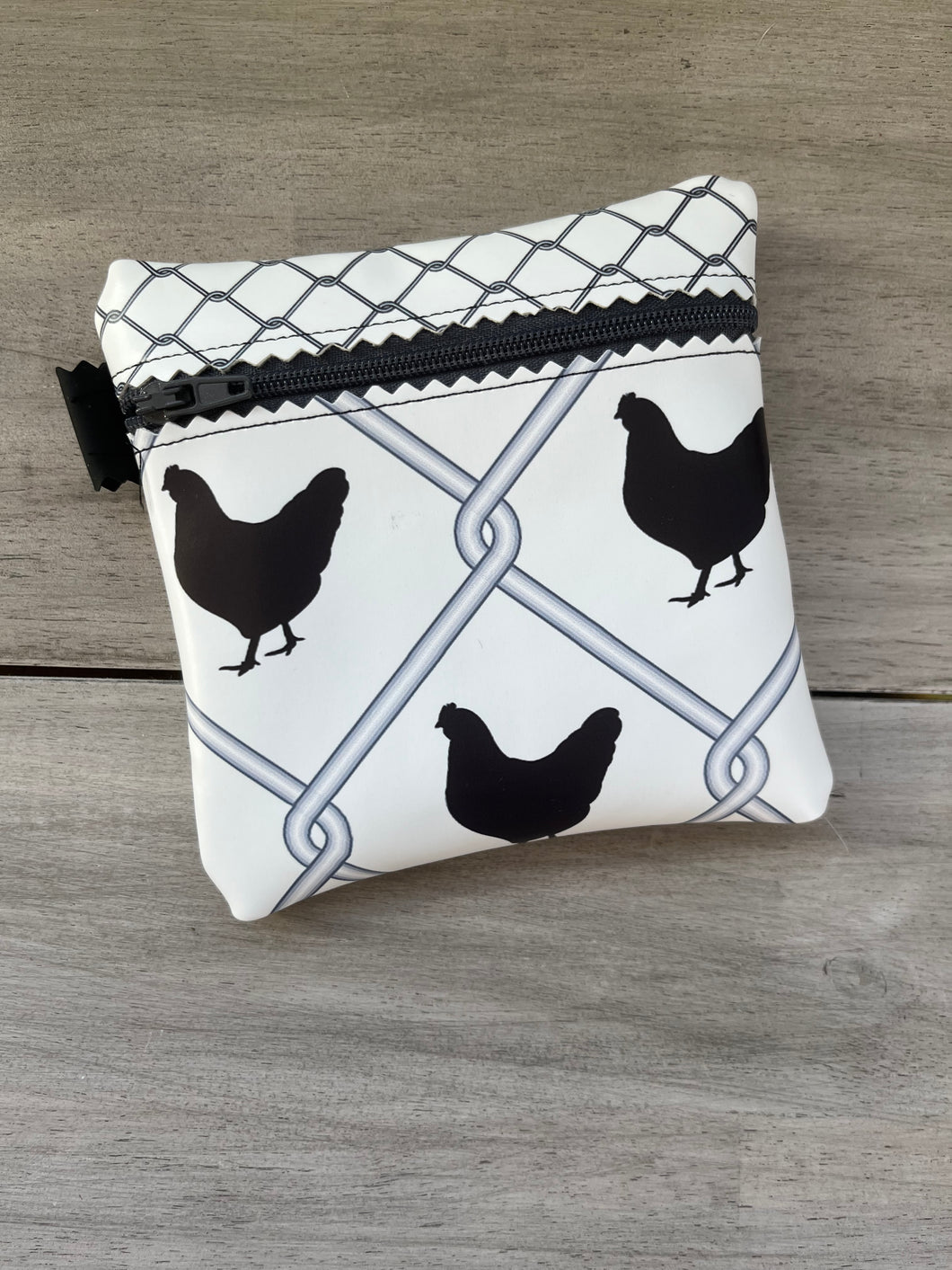 Chicken print Square Pouch-faux leather (vinyl)