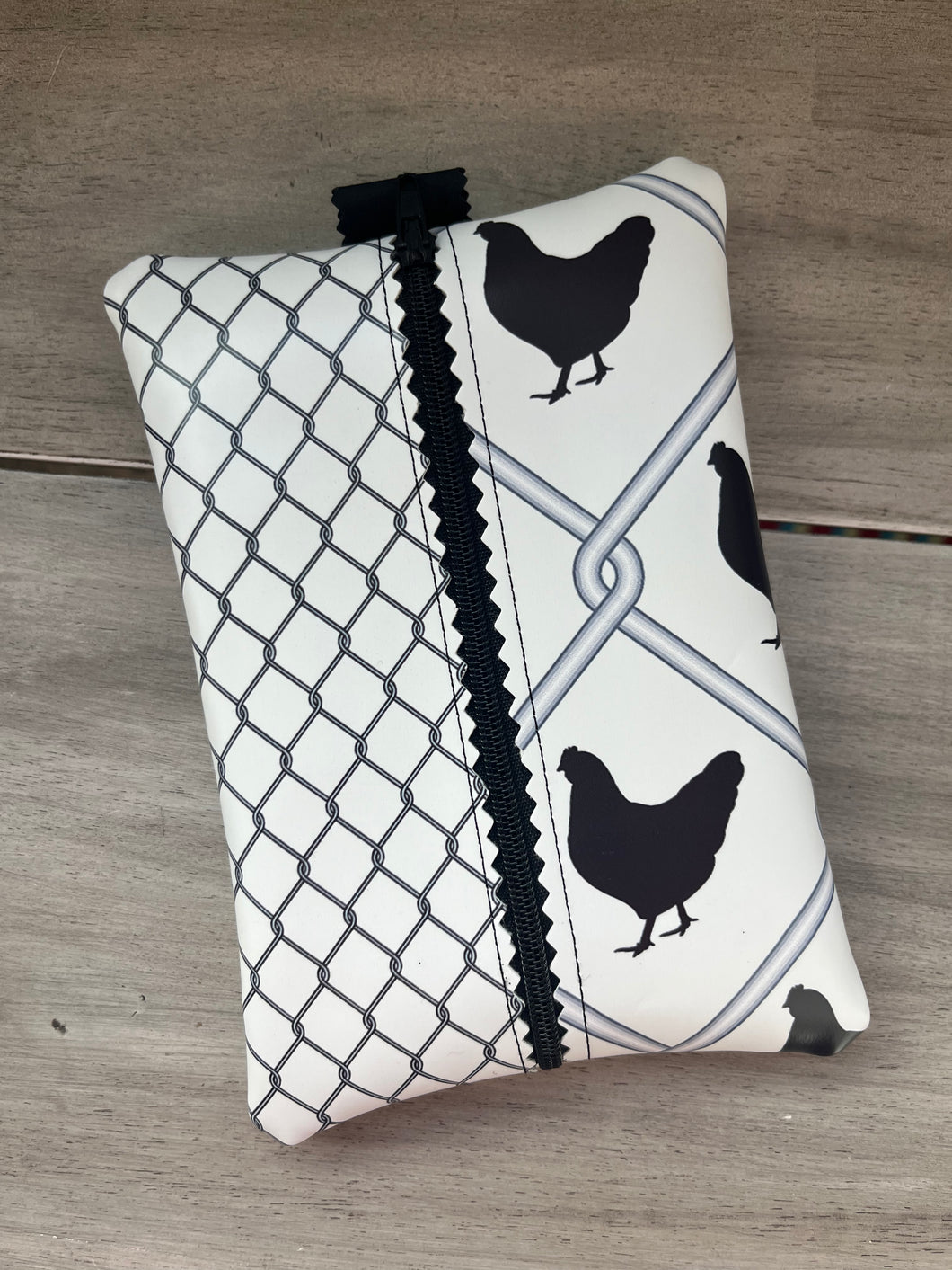 Chicken/chicken wire print Rectangle Pouch-faux leather (vinyl)