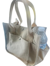 Load image into Gallery viewer, Cotton Canvas tag along small tote.
