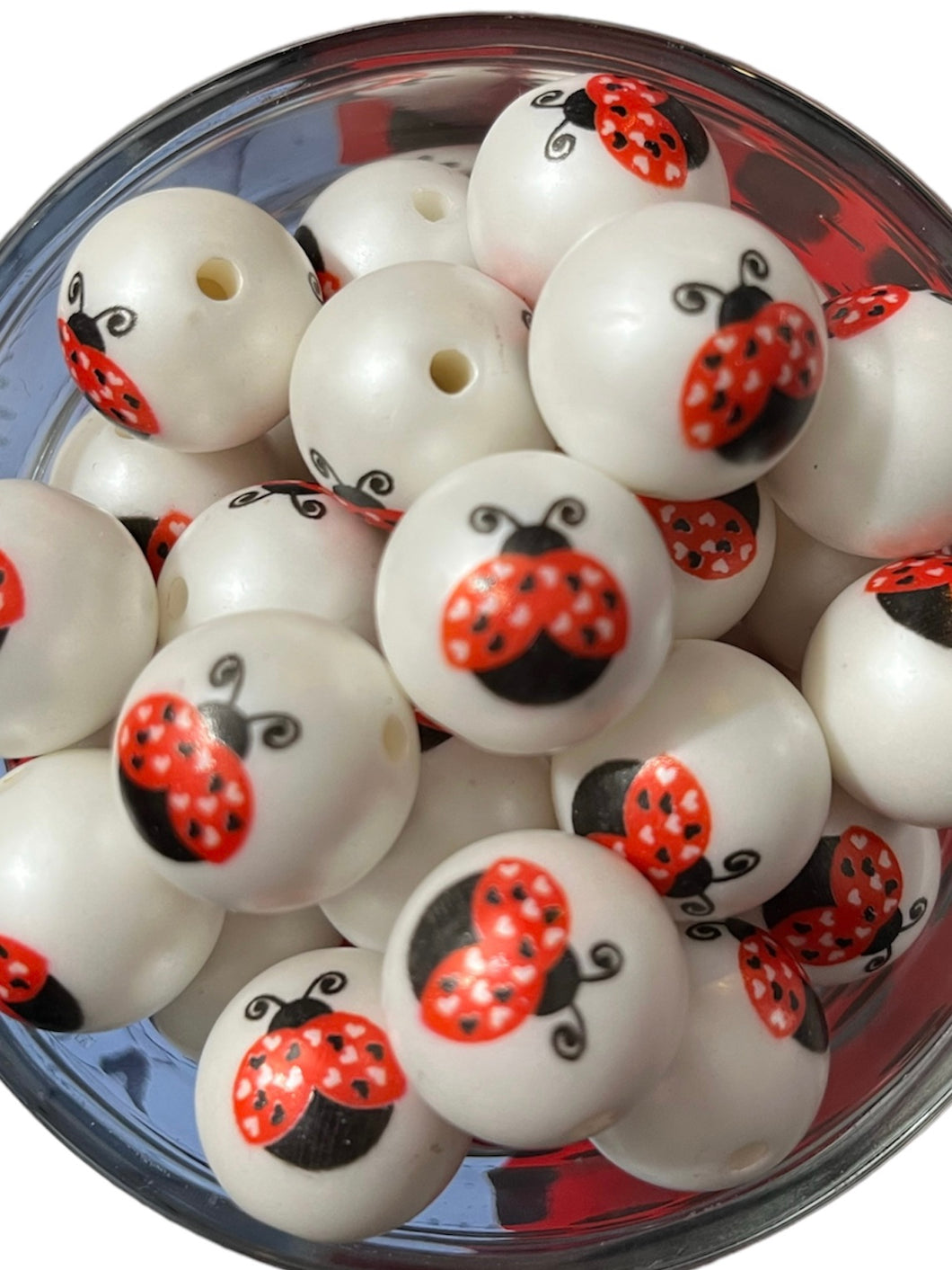 20 mm Ladybug Print acrylic bead