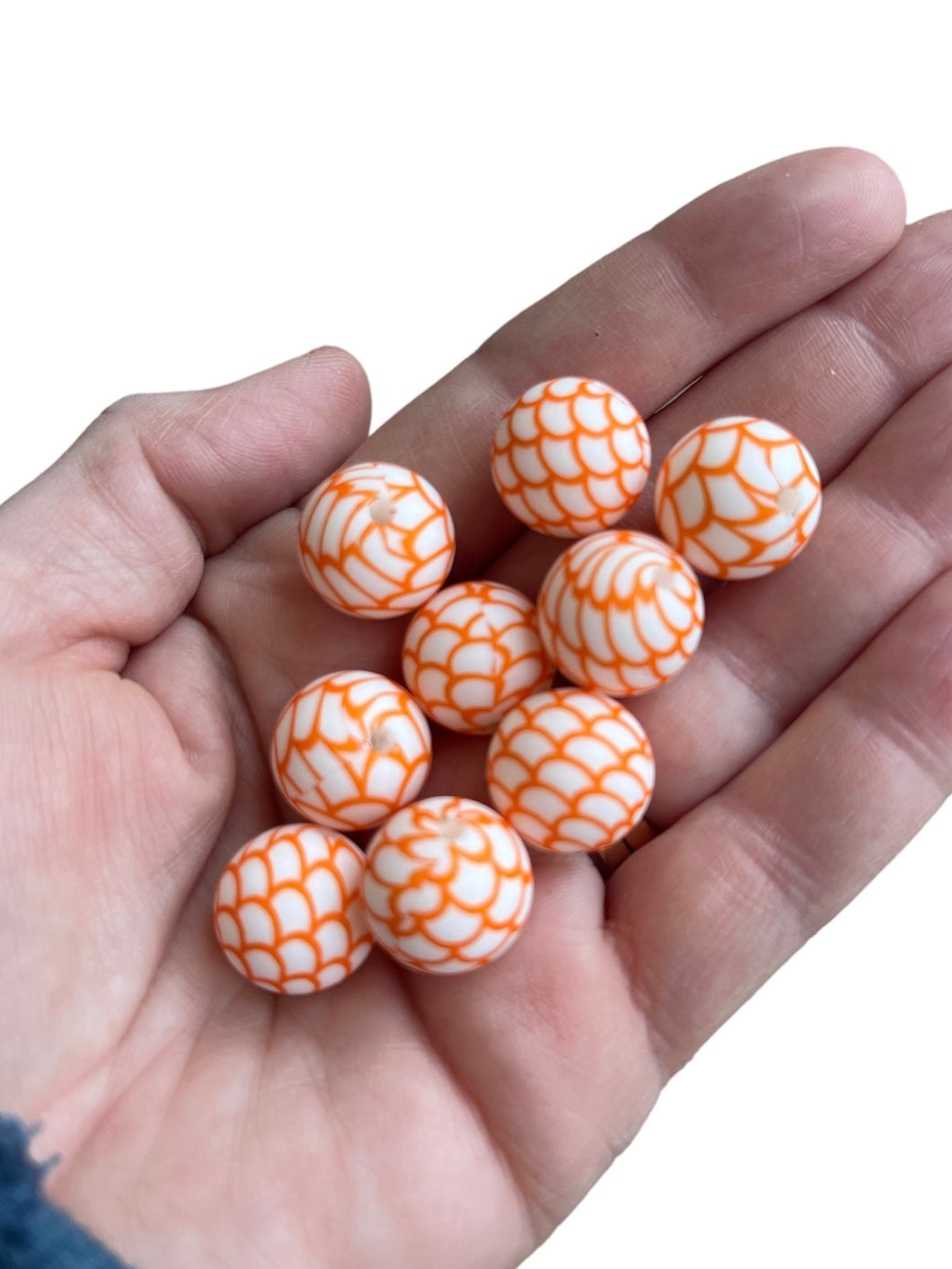 15mm Orange Scale Print bead