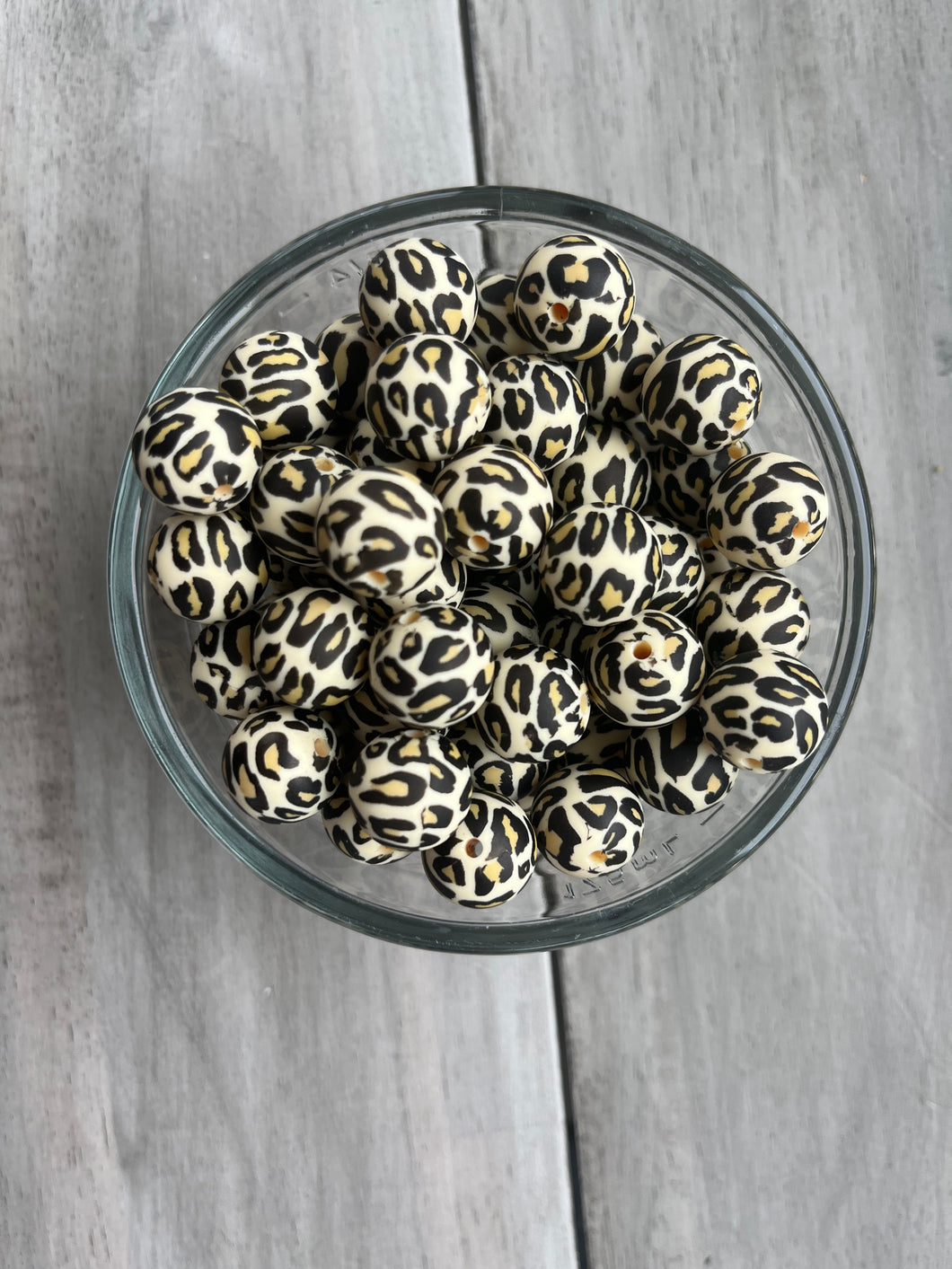 15 mm Gold/ Black Leopard Print bead