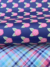 Load image into Gallery viewer, Navy Blooms~Plaid
