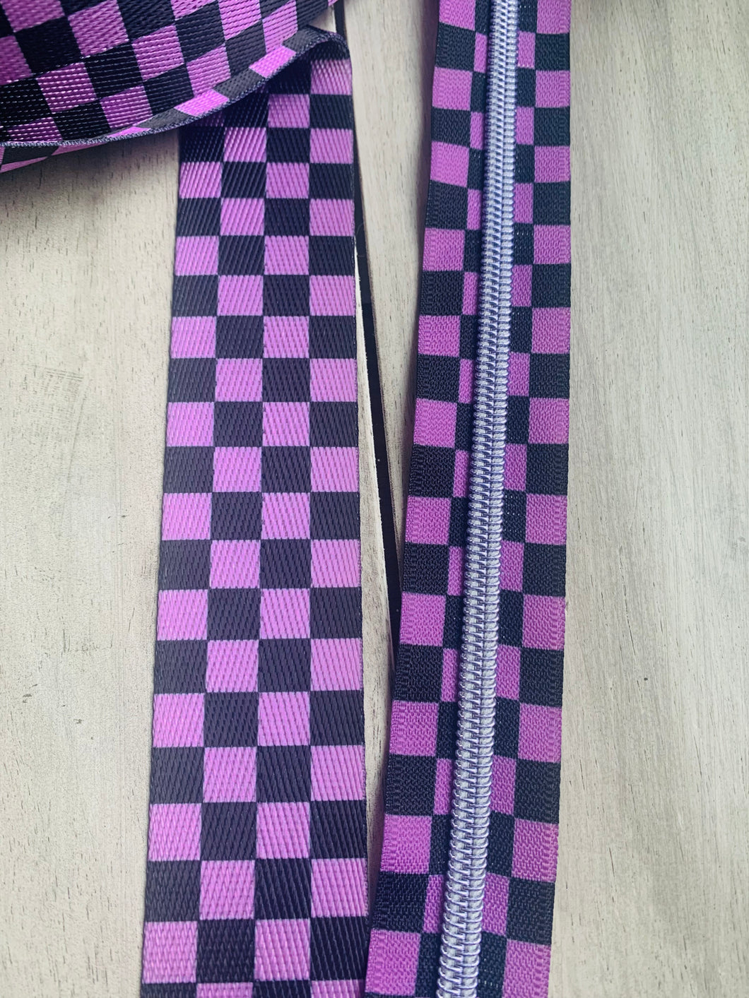 Purple Check printed zipper tape#5