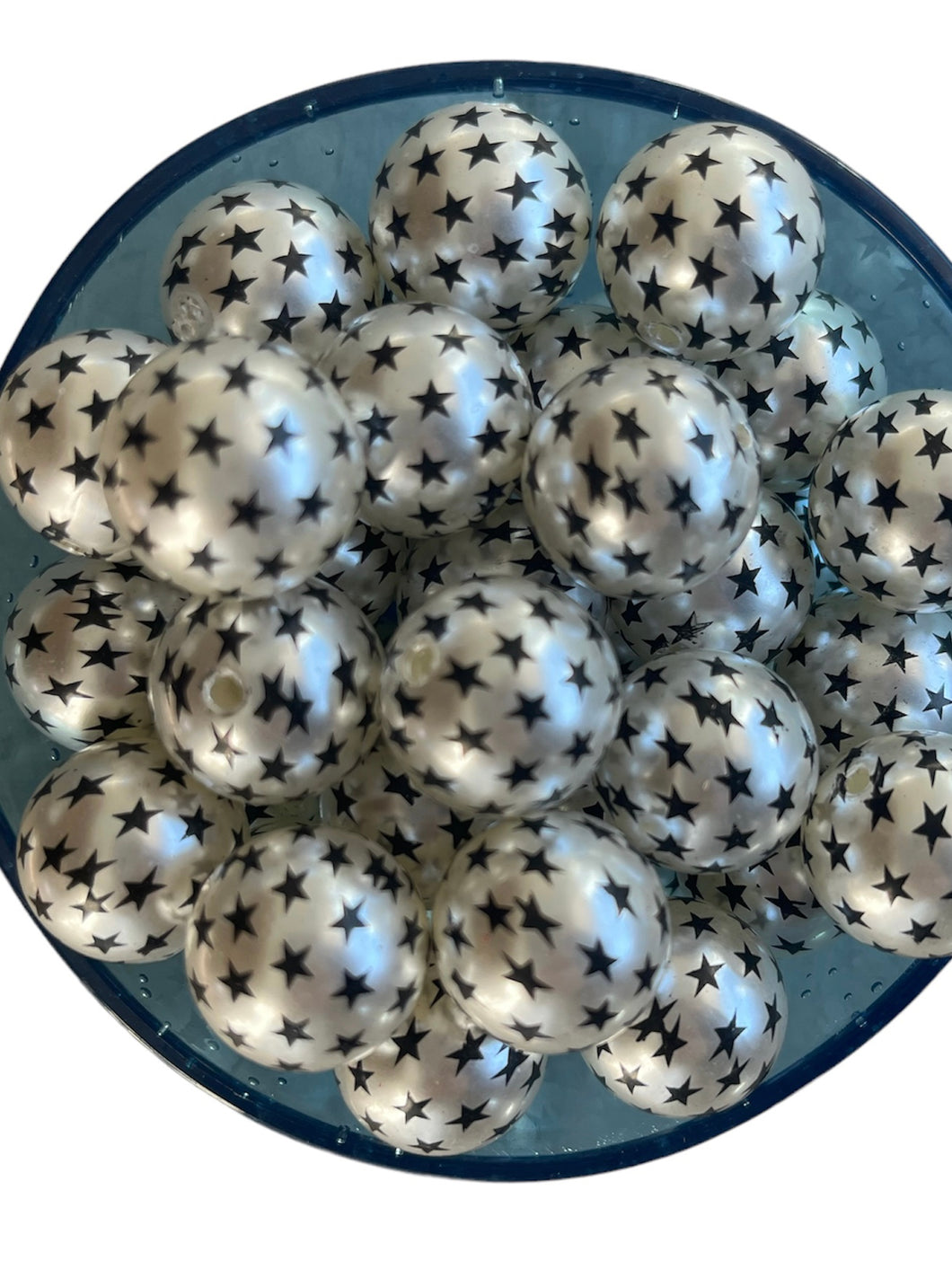 20mm Black Star Print acrylic bead